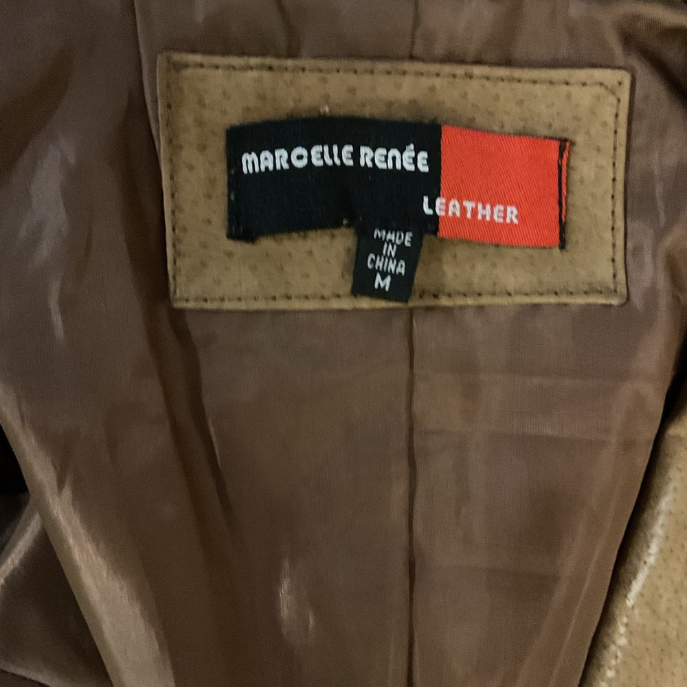 Women's Suede Fitted Blazer Jacket - Camel - Picture 2 of 10